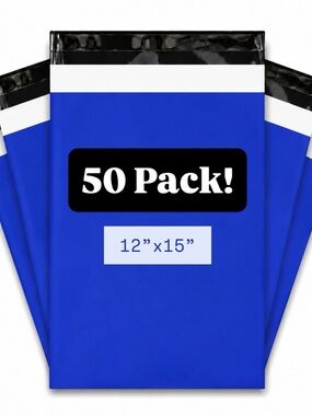 50 Royal Blue Poly Mailers | 12 x 15.5 Shipping Bags | Boutique Packaging